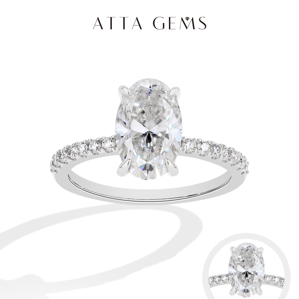 Moissanite Ring - ATTAGEMS Anello con moissanite taglio ovale