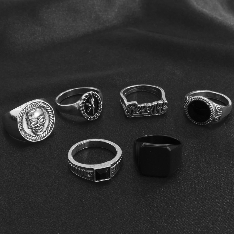 Gothic Skull Ring - Set 6 pezzi/set anelli in metallo