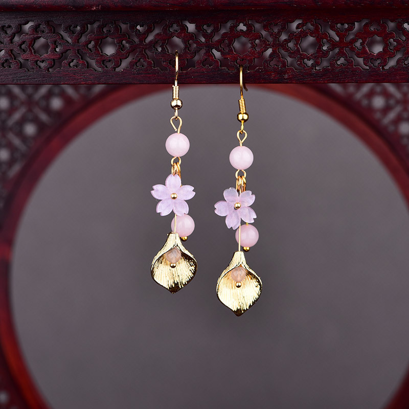 Luxury Gifts Jewelry & Watches Namfleg Mostar - Orecchini con fiori di giada naturale