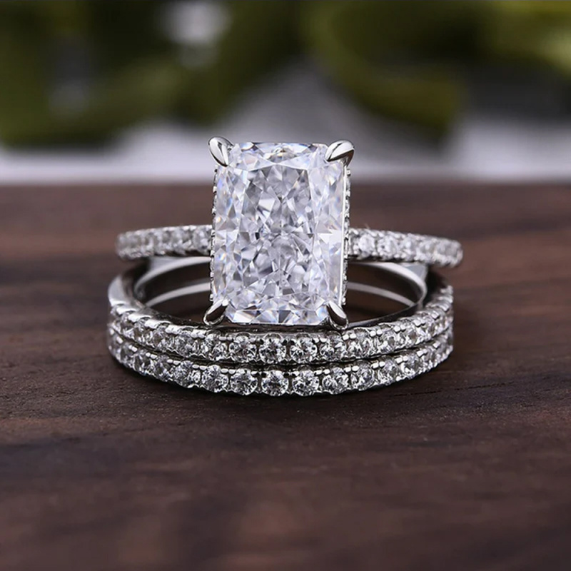 Set di Anelli in Argento Sterl - Moissanite Ring recensione e prezzo