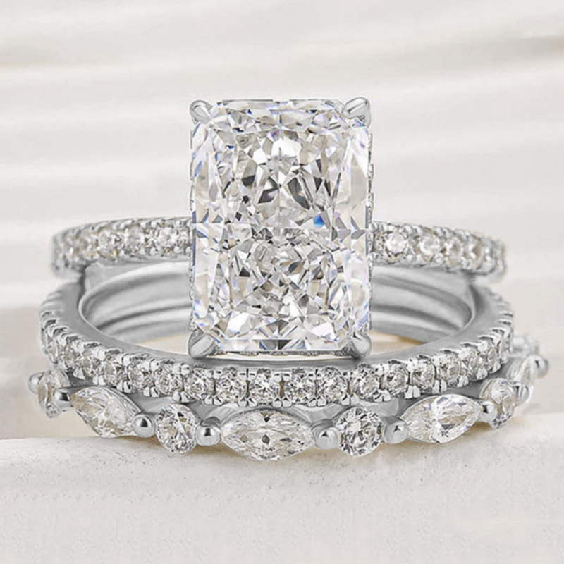 Set di Anelli in Argento Sterl - Moissanite Ring recensione e prezzo