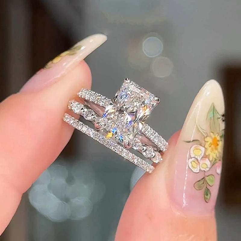 Set di Anelli in Argento Sterl - Moissanite Ring recensione e prezzo