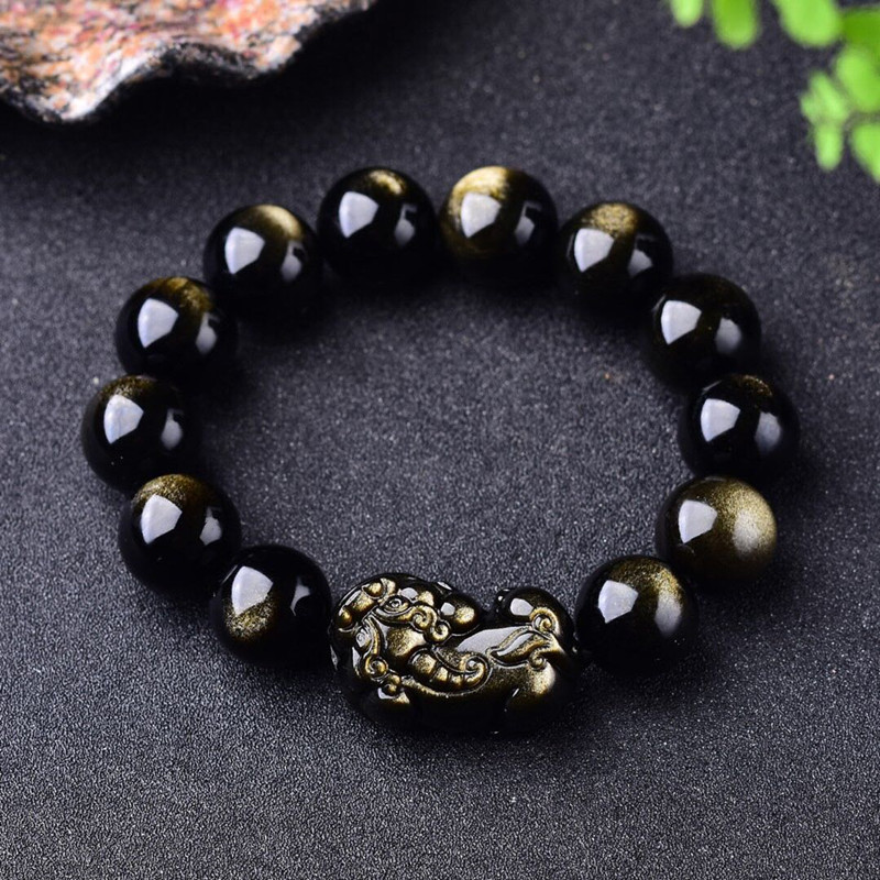 Bracciale in ossidiana in oro  - Gemstone Bracelet Healing recensione e prezzo